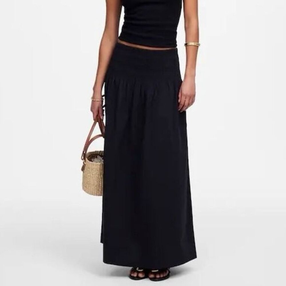Madewell Women's Smocked Waist Cotton Poplin Midi Skirt